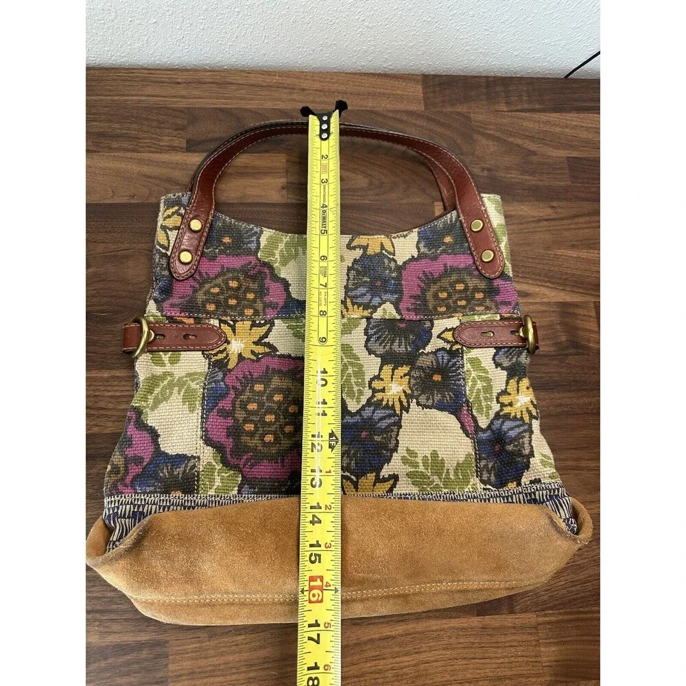 Fossil Long Live Vintage Floral Canvas Tote Hobo Purse Flowers
